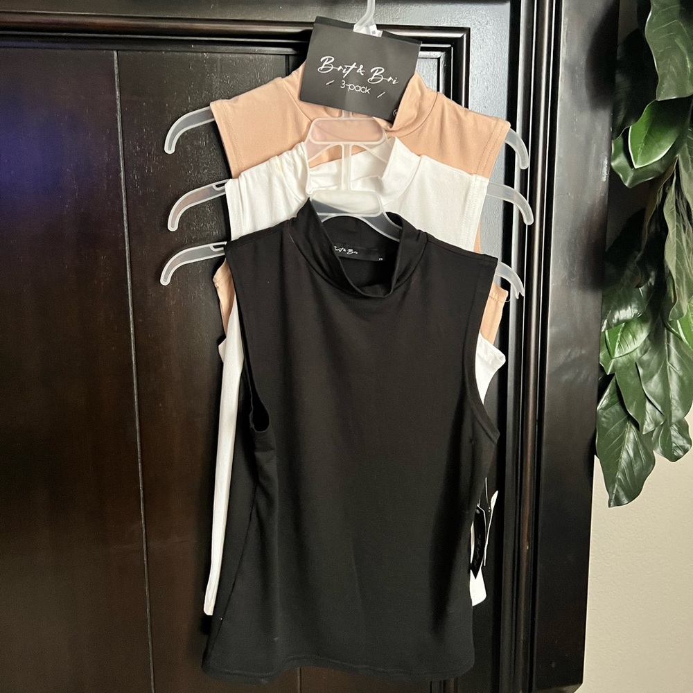3 pack mock neck tops